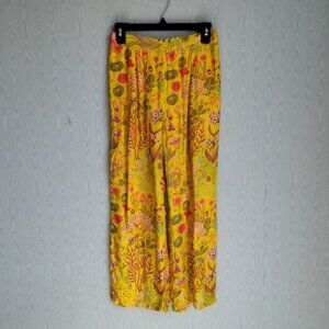 Womens Medium Floral Art to Wear Wide Leg Crop Gaucho Pants Boho Lagenlook